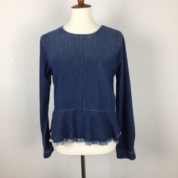 cloth & stone Tops - Cloth and Stone Denim Peplum Top